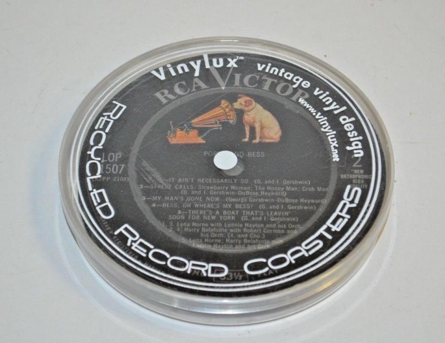 VINYLUX RECYCLED RECORD COASTERS Set of 6 Plastic Box
