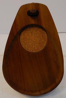 VINTAGE SET OF 4 WOOD AND CORK COASTER SNACK TRAYS WITH STAND WINE AND CHEESE