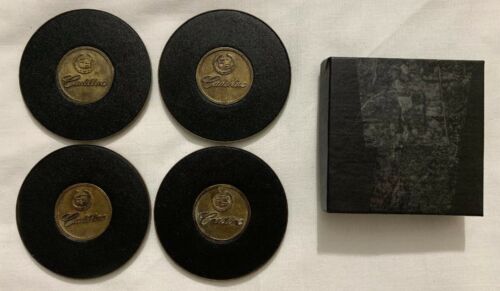 Vintage Cadillac Coaster Set of 4 In Original Box With Price Tag Free Shipping