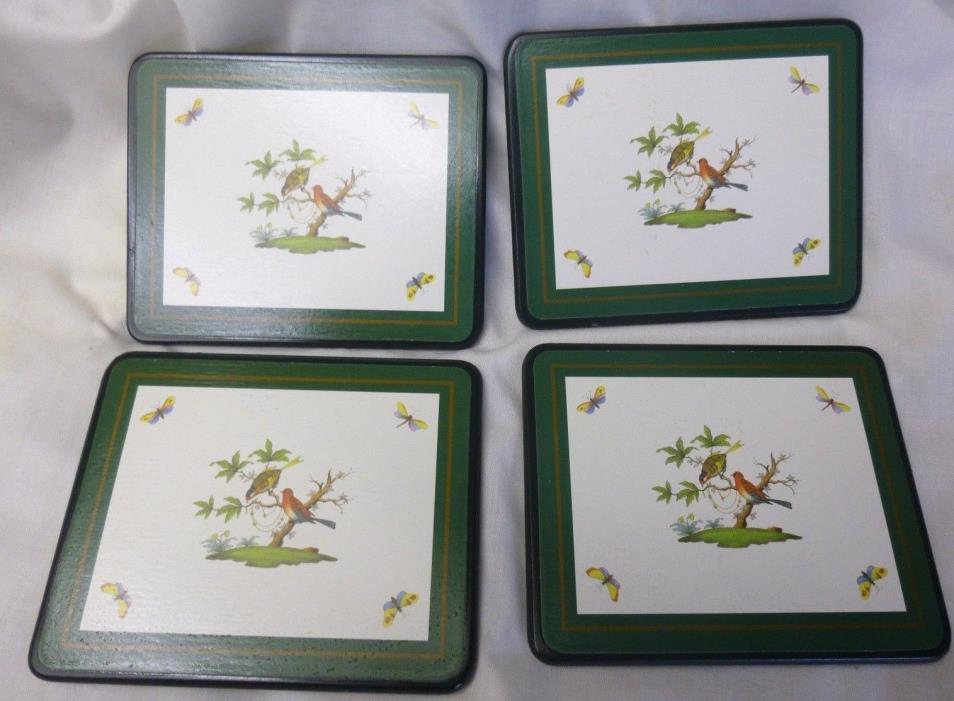 HEREND ROTHCHILD BIRDS Coasters by Lady Clare Made in England Set of 4 Orig. Box