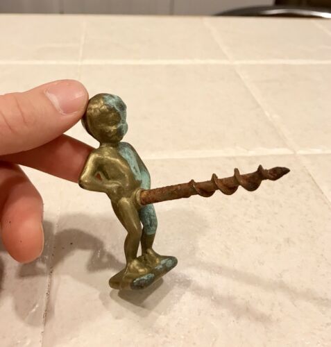 Vintage Boy Peeing Brass Corkscrew/Bottle Opener Phallic Naughty