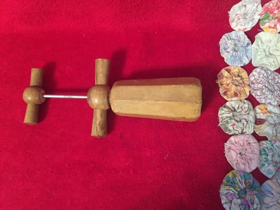 Vintage Primitive Wooden Hand Made Corkscrew Wine Bottle Opener Antique Unique
