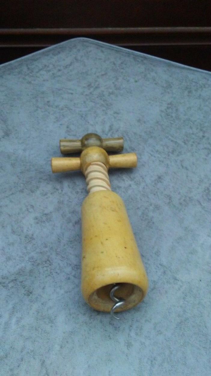 Wine Bottle Opener Cork Screw vintage , made of wood      antique old (17)