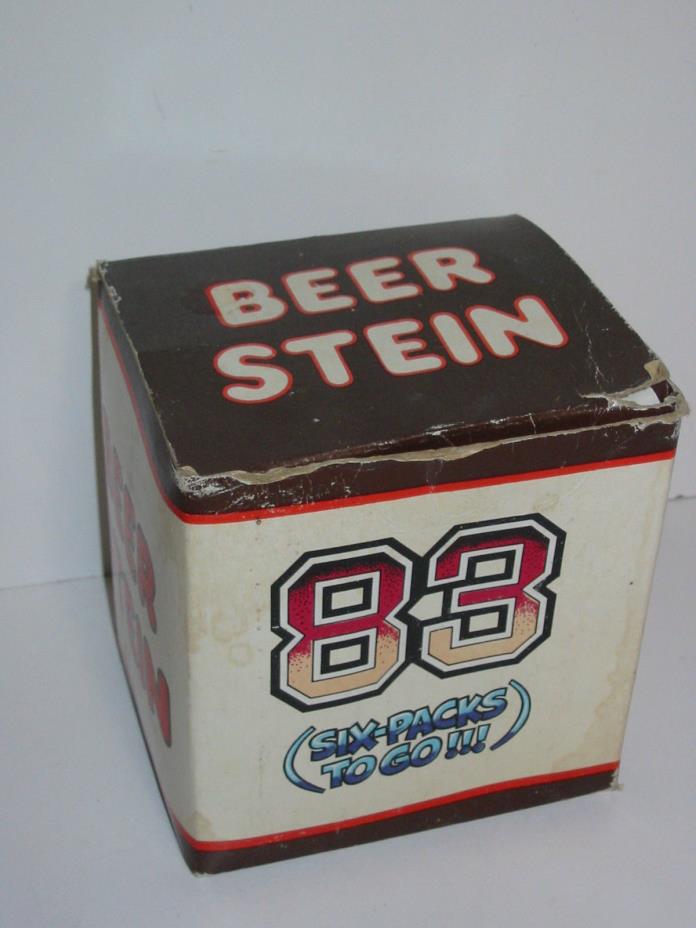 83 Six Packs To Go! Beer Steins Wallace Berrie 1737 Coffee Mug Beer Cup Vtg 80's