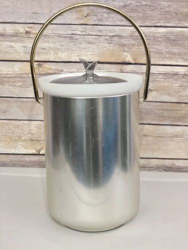 Vintage Kromex Mid Century Ice Bucket Aluminum Barware Retro 9