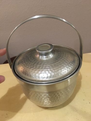 Antique Retro Hammered Aluminum Ice Bucket Nasco Italy