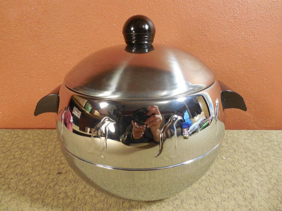 Vintage Mid Century West Bend PENGUIN Hot Cold Server Chrome w Bakelite Handles