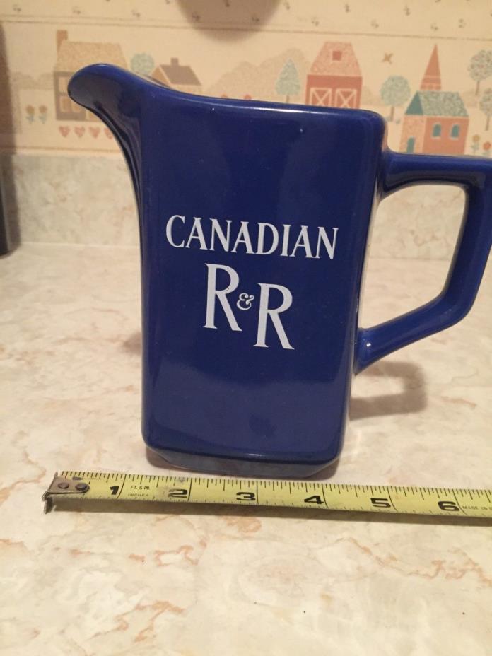 Vintage Canadian R & R Whiskey Pitcher Blue Tote 1 Quart Size