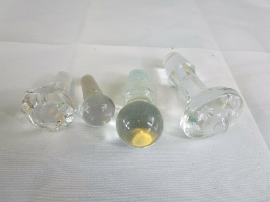 Lot of Antique Clear Art Glass Flat Top Decanter / Bottle Stopper
