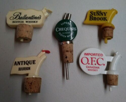 Lot X5 Bottle Stoppers Chequers Ballantine's O.F.C. Scotch Whisky Brook Bourbon