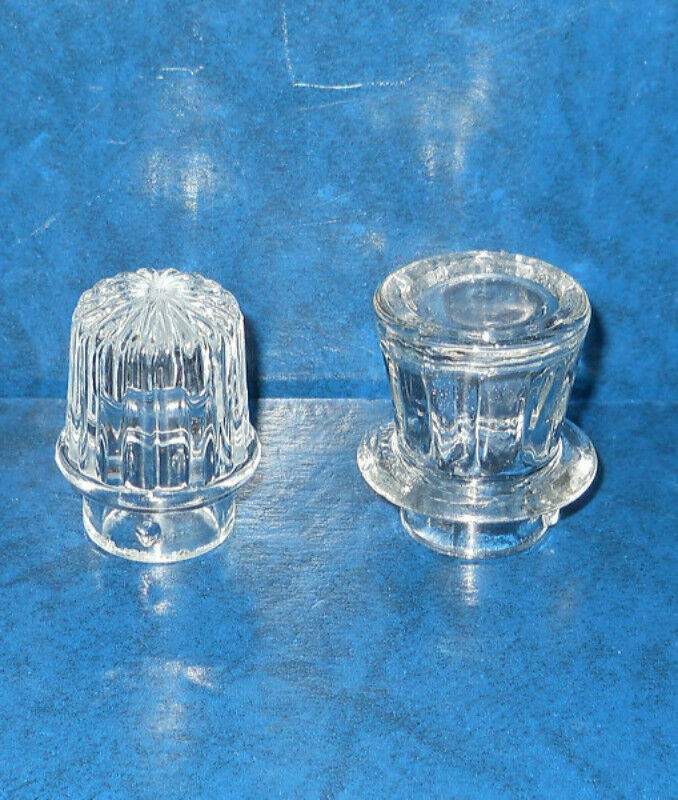Vintage Antique clear Glass Bottle Stoppers Lot of 2 Fluted Caps