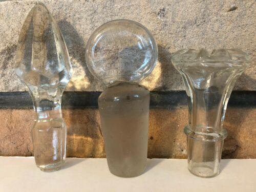 Lot Vintage Cruet Decanter Bottle Glass Stopper