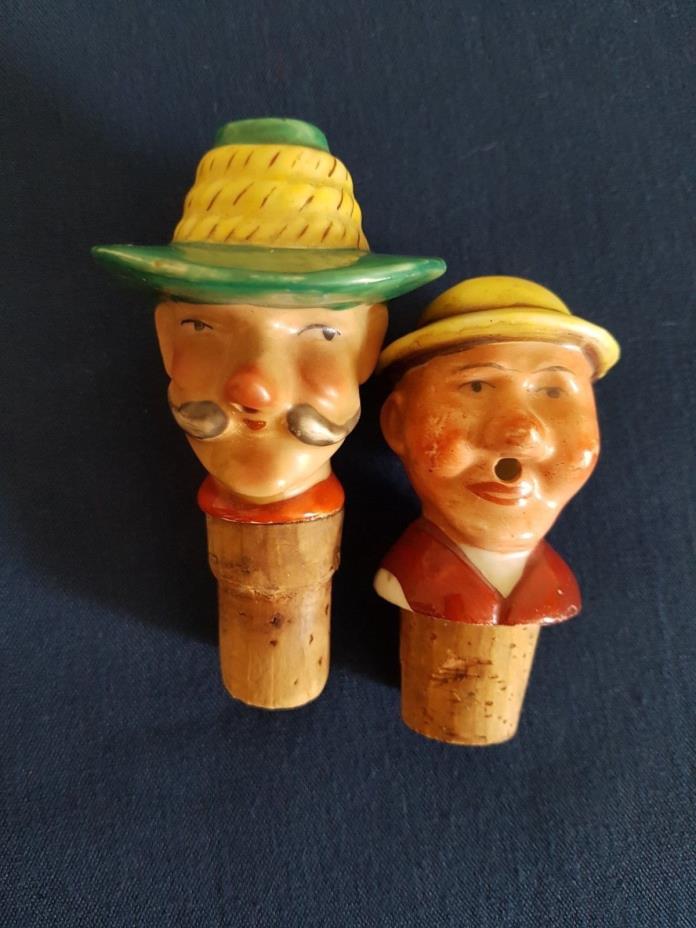 Vintage Antique Porcelain Head Bottle Stoppers