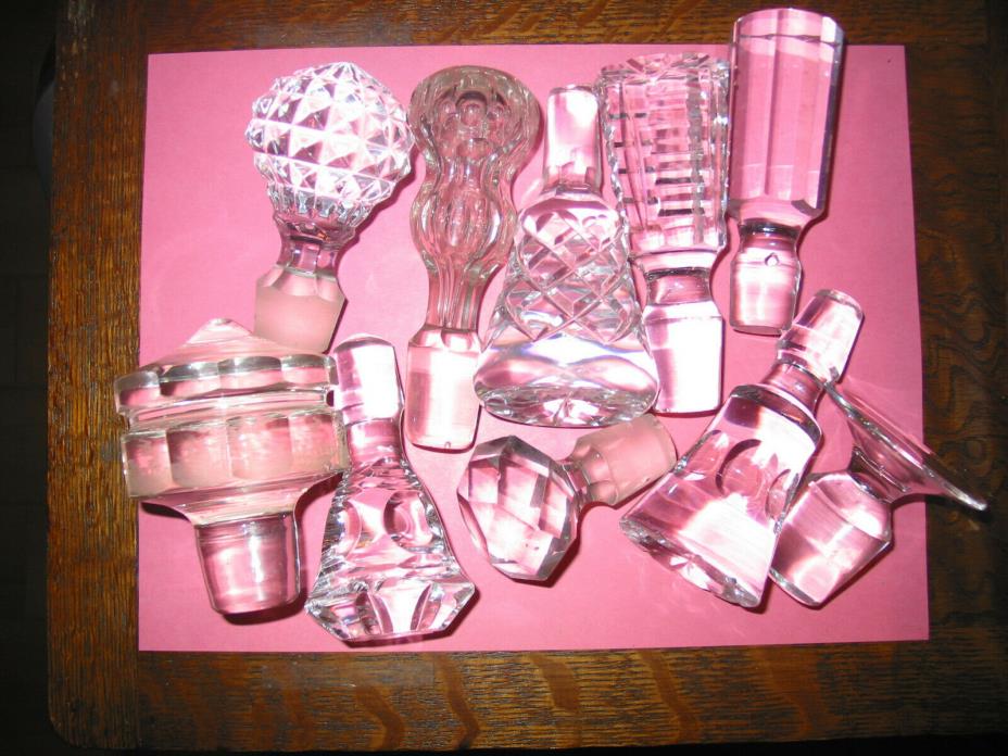 Vintage Crystal Decanter Stoppers ~ Lot Of Ten ~ All Need Repair