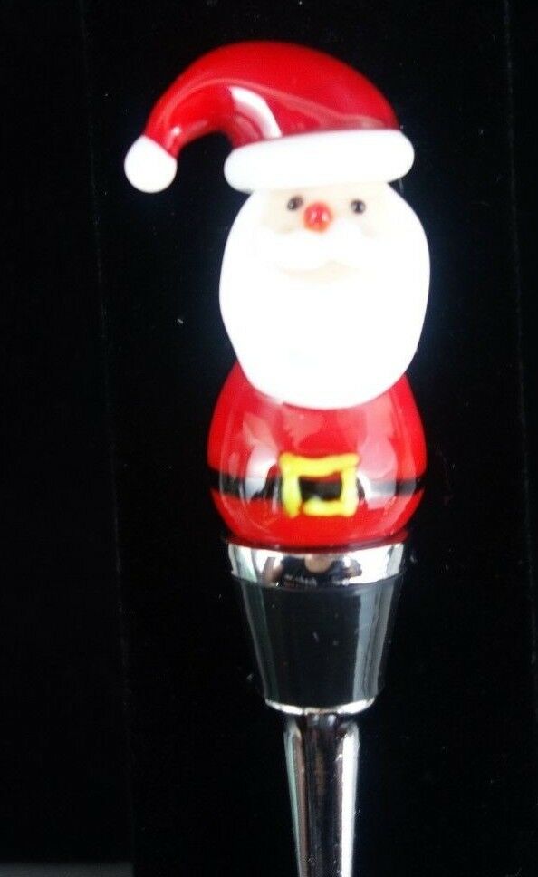 Art Glass Christmas Santa Claus Bottle Stopper Wine Stopper