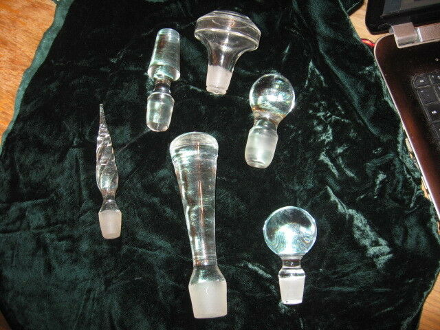 Lot of 6 vintage crystal glass decanter bottle stoppers