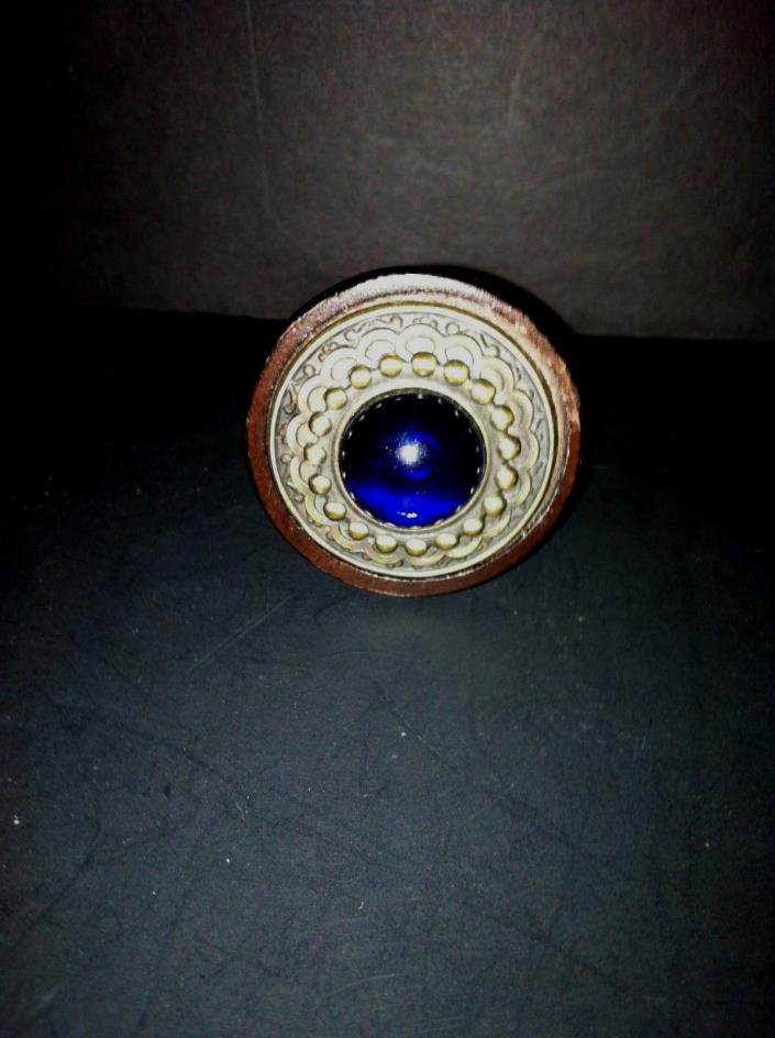WINE BOTTLE STOPPER- HEAVY WITH WOOD AND BLUE STONE