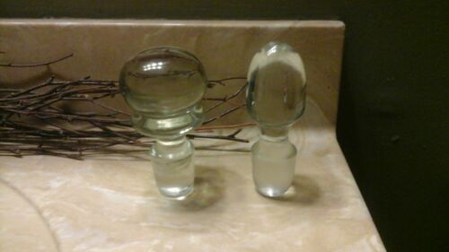 Vintage lot 2 large clear glass ball decanter stoppers only