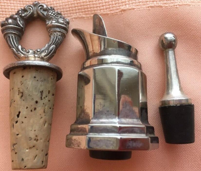 3 Cork Bottle Purer Stopper ,Victorian Fruit and Pitcher Man Cave Collections*