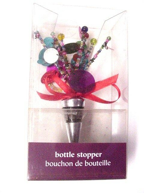 PIER 1 IMPORTS -- MULTI COLOR BEADED BOTTLE STOPPER, MADE IN INDIA