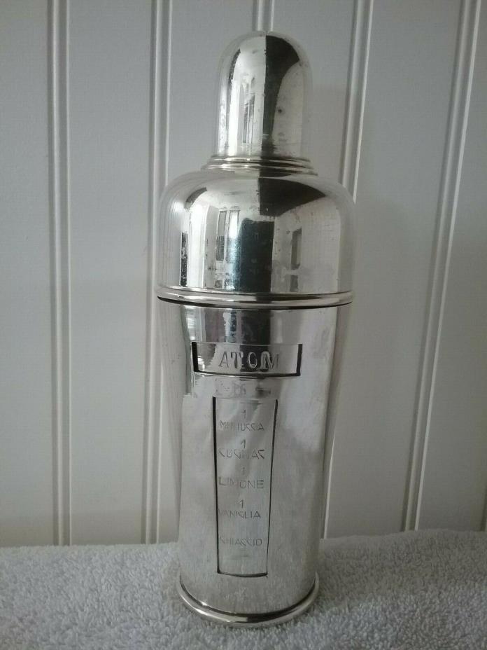 Vintage Silverplated Dial A Drink Italian Cocktail Shaker With Windows Very Rare
