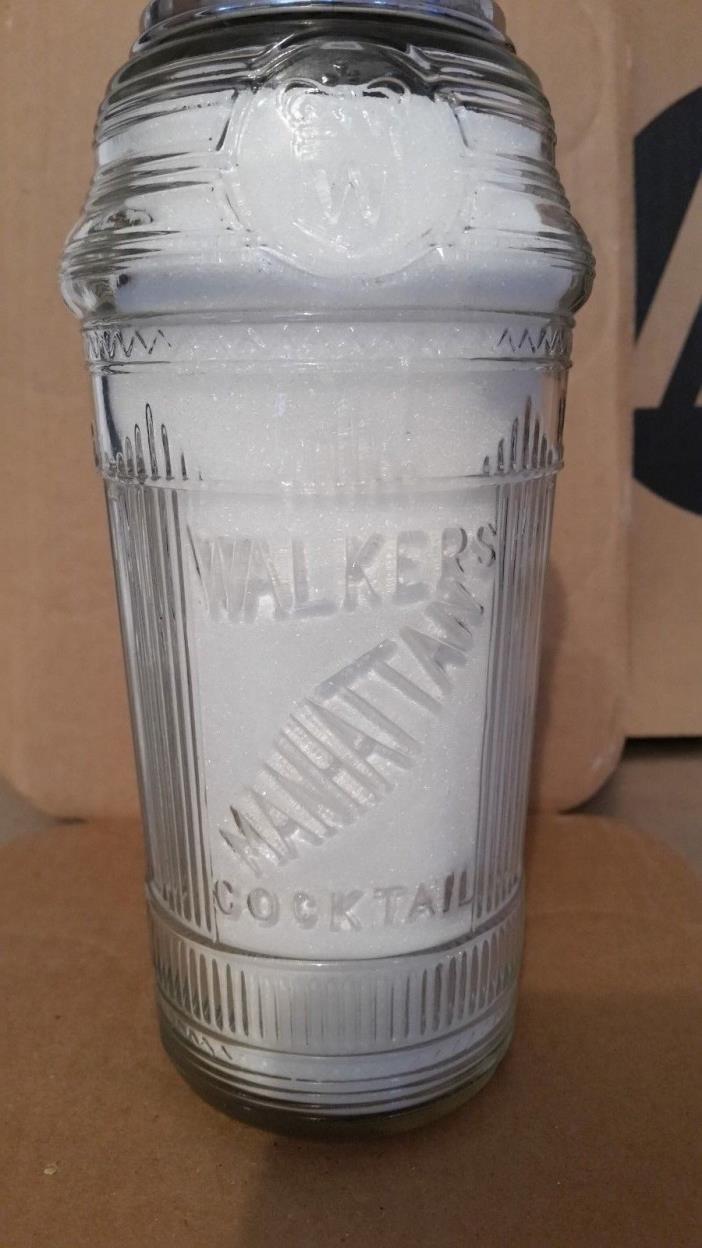 Rare Vintage Art Deco WALKERS MANHATTAN Glass Cocktail Shaker