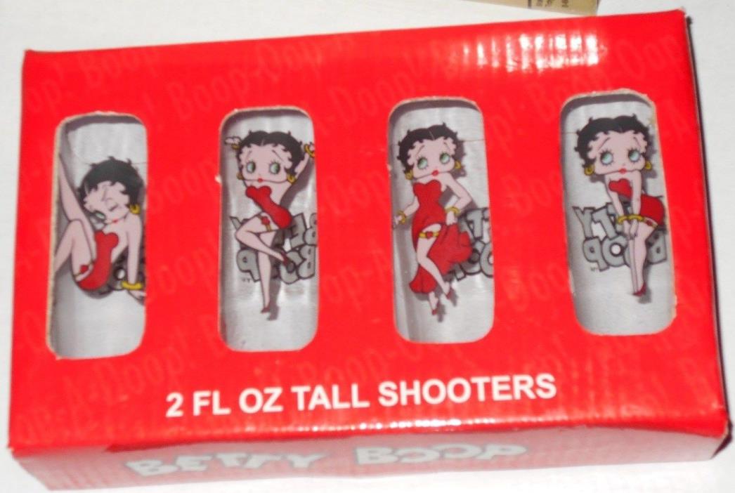 Vintage Betty Boop Tall Shot Shooters Glasses Set of 4 HTF Party Fun Gift