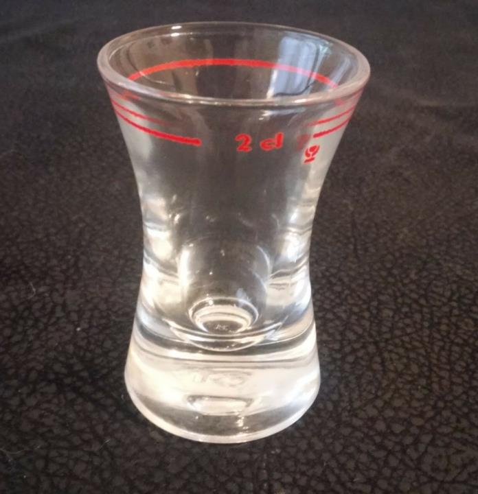 Shot Glass with Red Line 2 cl w/ Flower Symbol 2 11/16