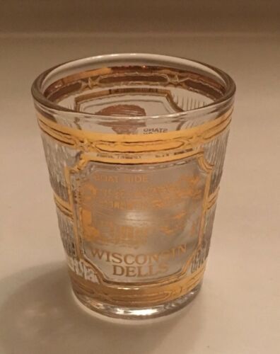 Wisconsin Dells Shot Glass ~ Stand Rock Boat Ride Gold