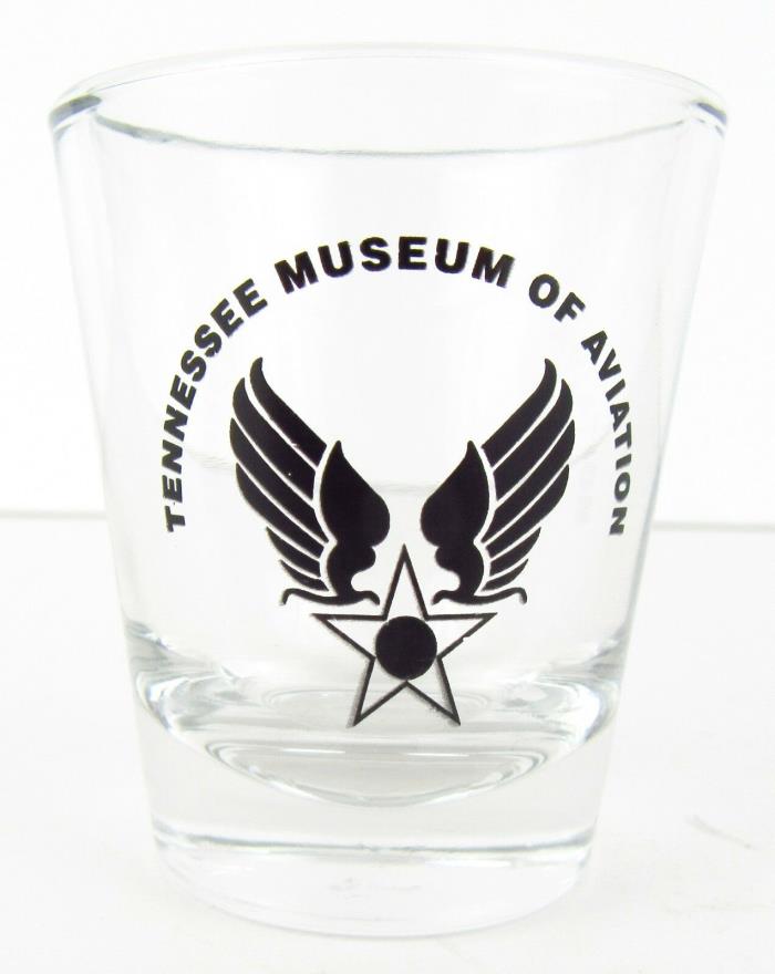 TN Tennessee Museum of Aviation Clear Glass Shot Glass Collectible Souvenir