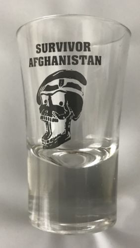 Afghanistan Survivor Shot Glass Whiskey Tequila Souvenir