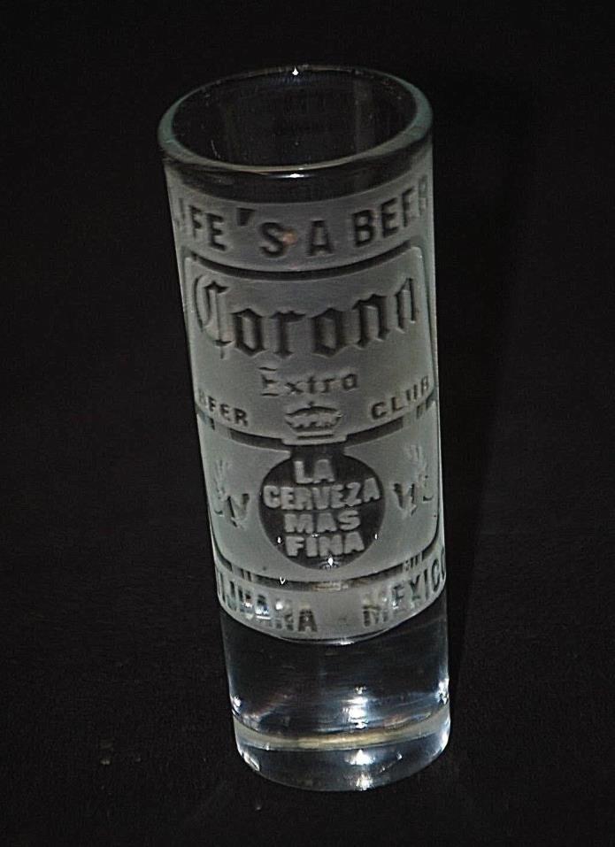 Old Vintage Corona Shot Glass Shooter Life's A Beer Man Cave Barware Souvenir