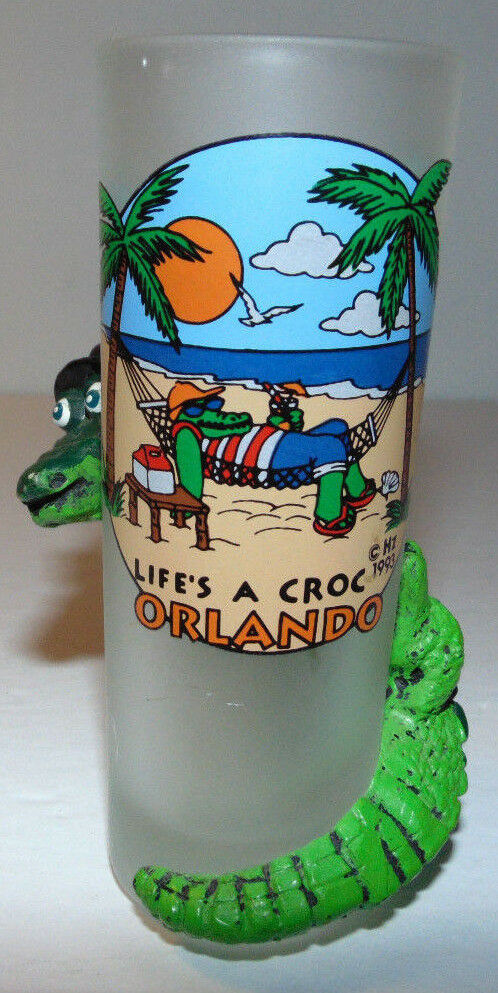 vintage 1993 Orlando, FL Decorative Shot Glass w/ Crocodile 