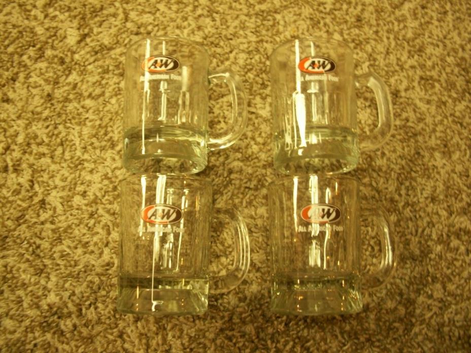 A&W Root Beer Miniature Mug Shot Glass with Handle Barware Glassware Lot of 4