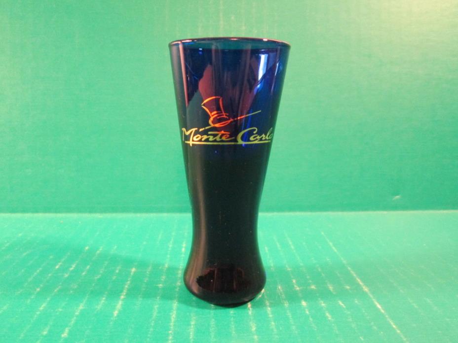 Monte Carlo In Gold Lettering Cobalt Blue Shot Glass - 4 1/4