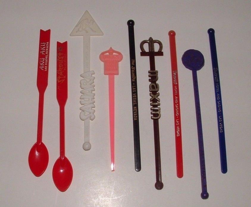 9 - Las Vegas Swizzle Sticks (Sahara, Dunes, etc.), Ages Unknown, pre-owned