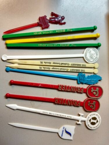 Lot 12 Vintage Airline / Hotel / Vegas Swizzle Stir Sticks TWA Caesars  Frontier