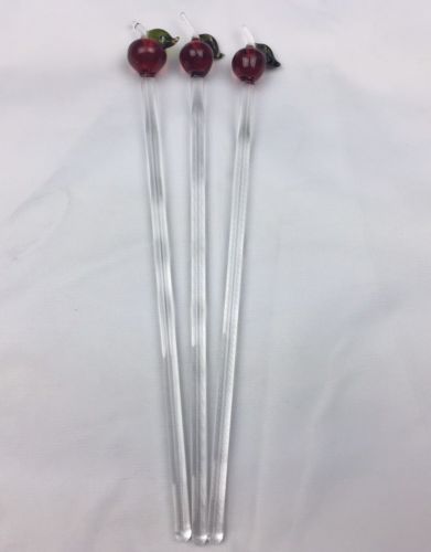 Lot Of 3 Apple Swizzle Sticks 7.25 Inches