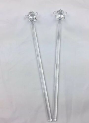 Lot Of 2 Clear Bear Swizzle Sticks 7 Inches Long