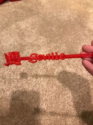 Hotel Seville Miami Beach, FL Vintage Swizzle Drink Stirrer Red (JL)