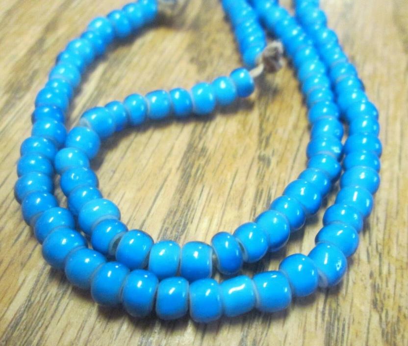 African Trade Beads Vintage Venetian Glass Blue White Heart Beads
