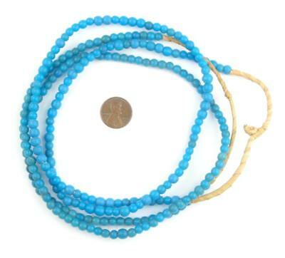 Turquoise Baby Padre Olombo Beads 6mm Nigeria African Blue Round Glass Handmade