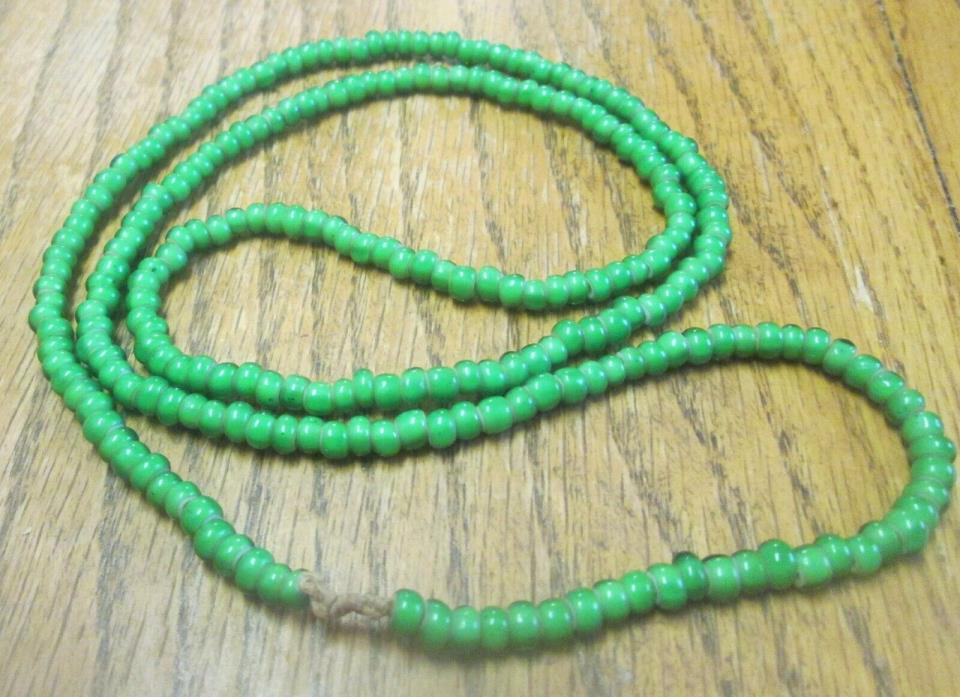 African Trade Beads Vintage Venetian Glass Green White Heart Beads