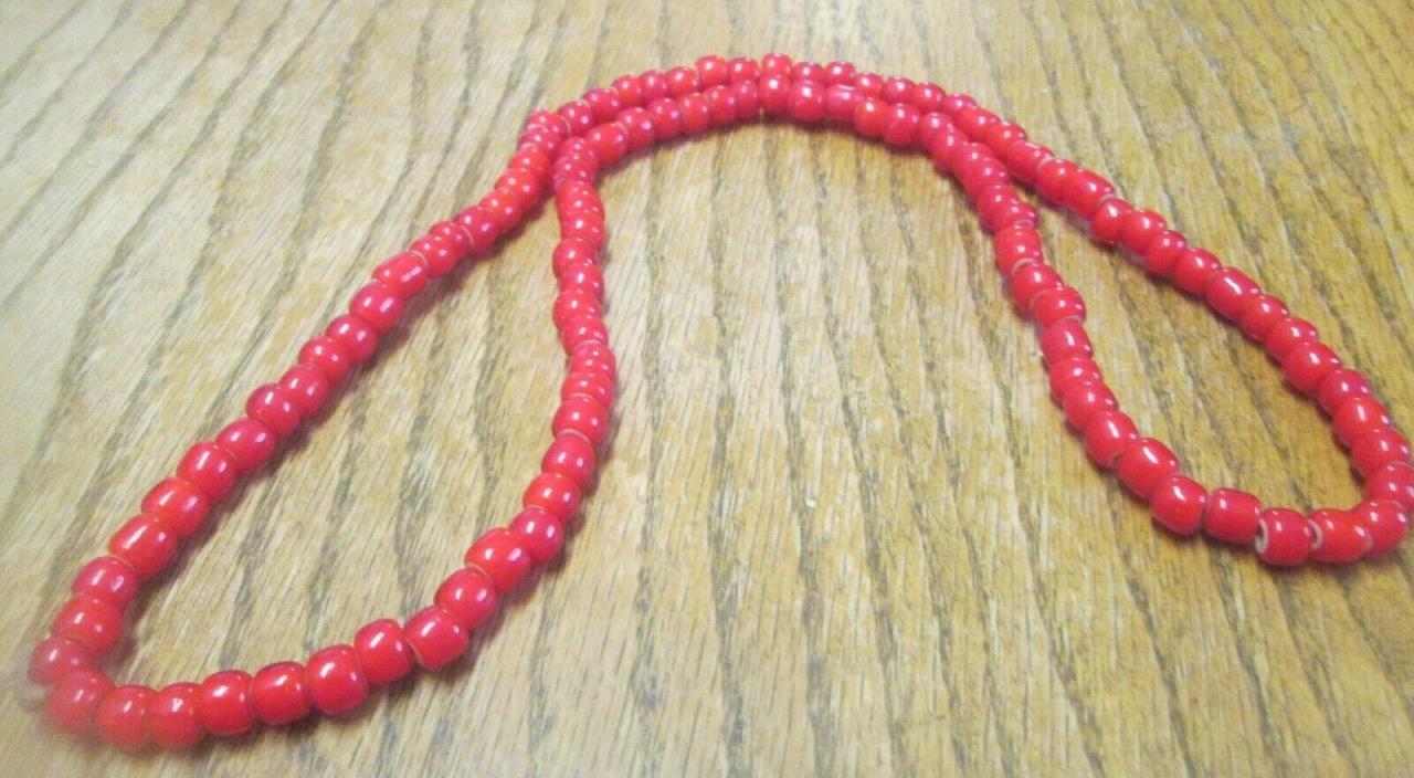African Trade Beads Vintage Venetian Glass Red White Heart Beads