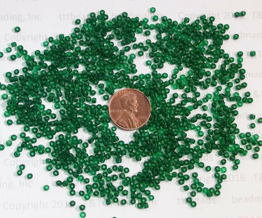 Antique Forest Green 10/0 Seed Bead  1oz  Venetian Trade Beads     # 87 Vintage