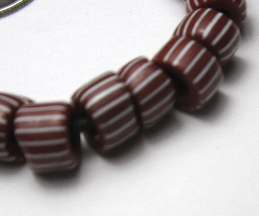 22 RARE AMAZING  OLD RED STRIPED VENETIAN GOOSE BERRY ANTIQUE BEADS