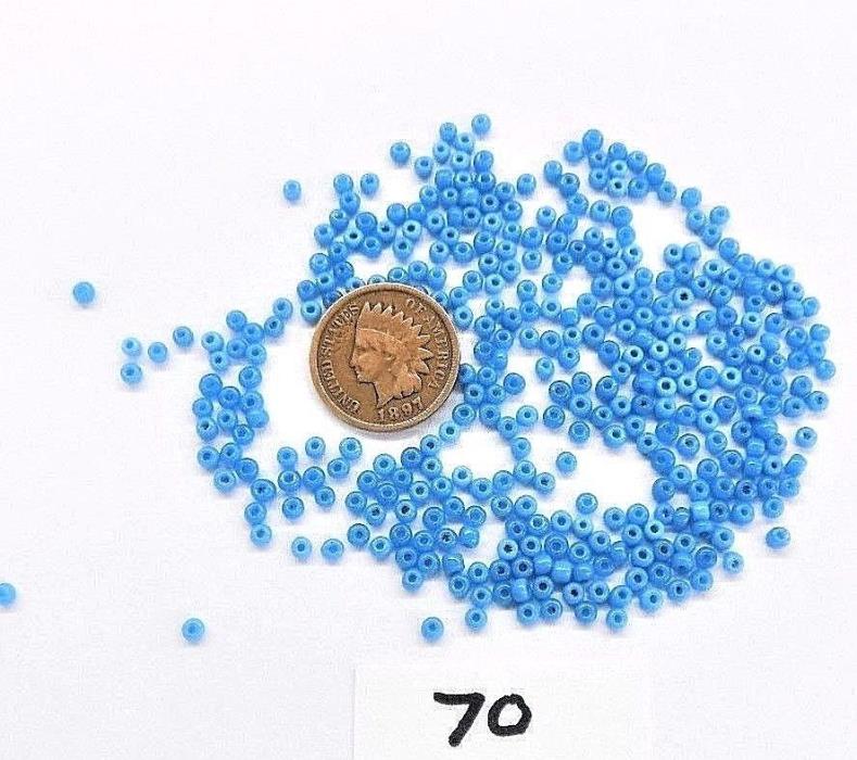 Antique Blue Greasy Opal Venetian Trade Beads Seed 8/0 1 Ounce Collection   V 70