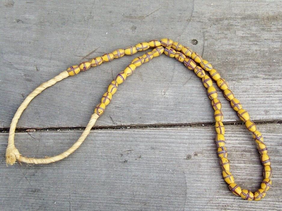 Yellow French Cross Venetian African Trade Beads