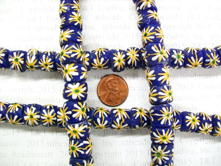 African Flower Trade Beads   vintage approx ( 70 )  Pc Strand    P26  BIN T