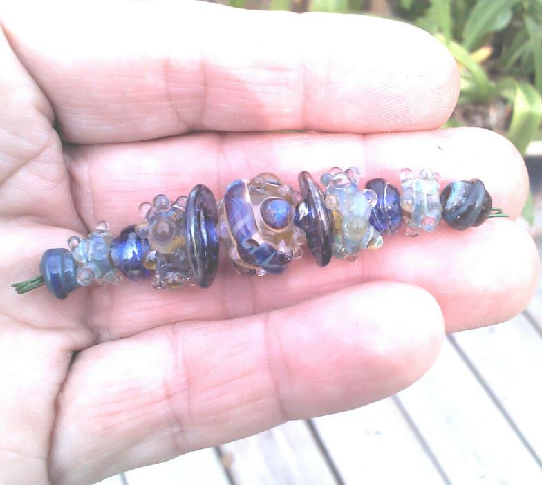 LNT-  Handmade Boro Lampwork Beads, BLUE Galaxy- Ln1652, DIY Jewelry & Craft